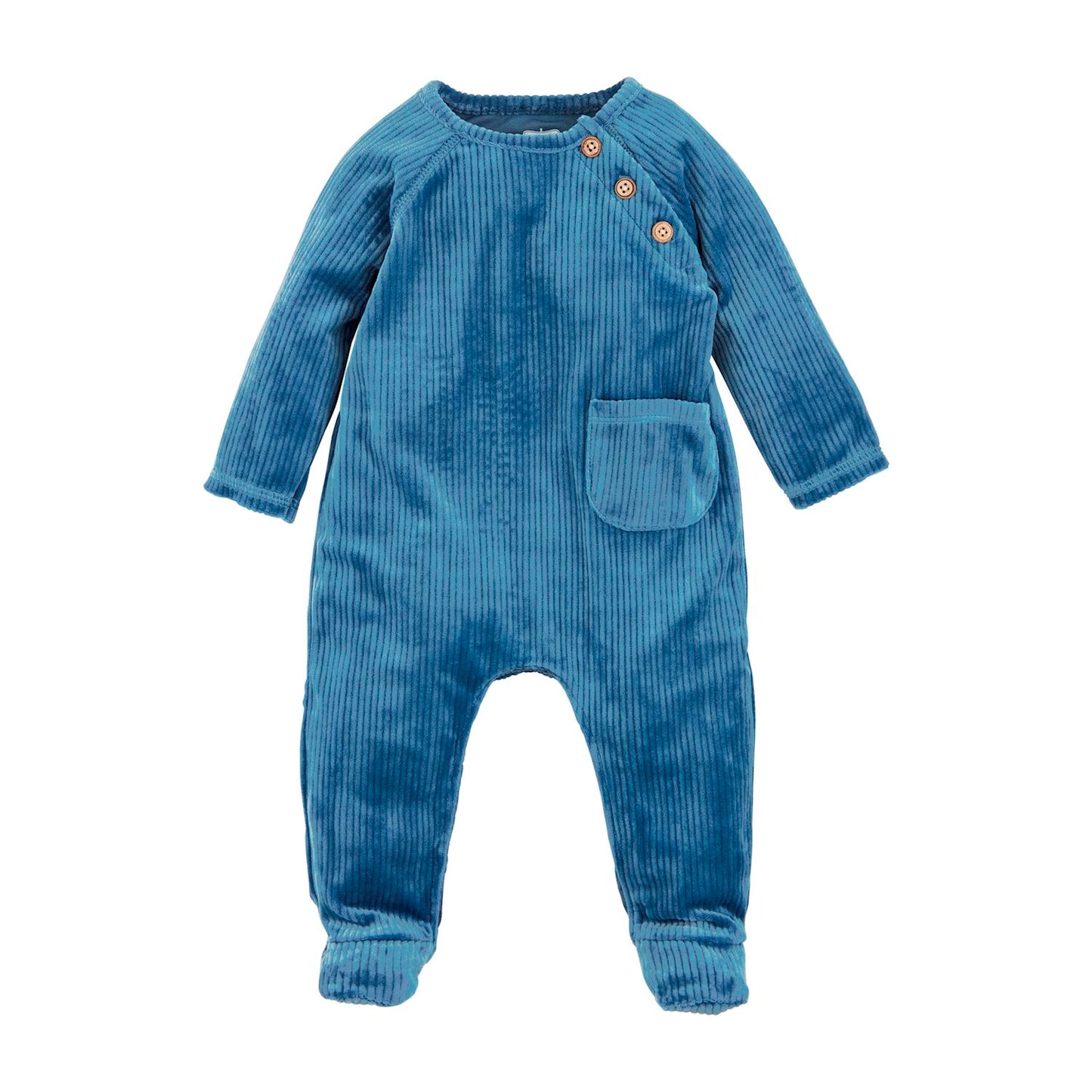 Mudpie Blue Velour Baby Sleeper - Necessities Boutique