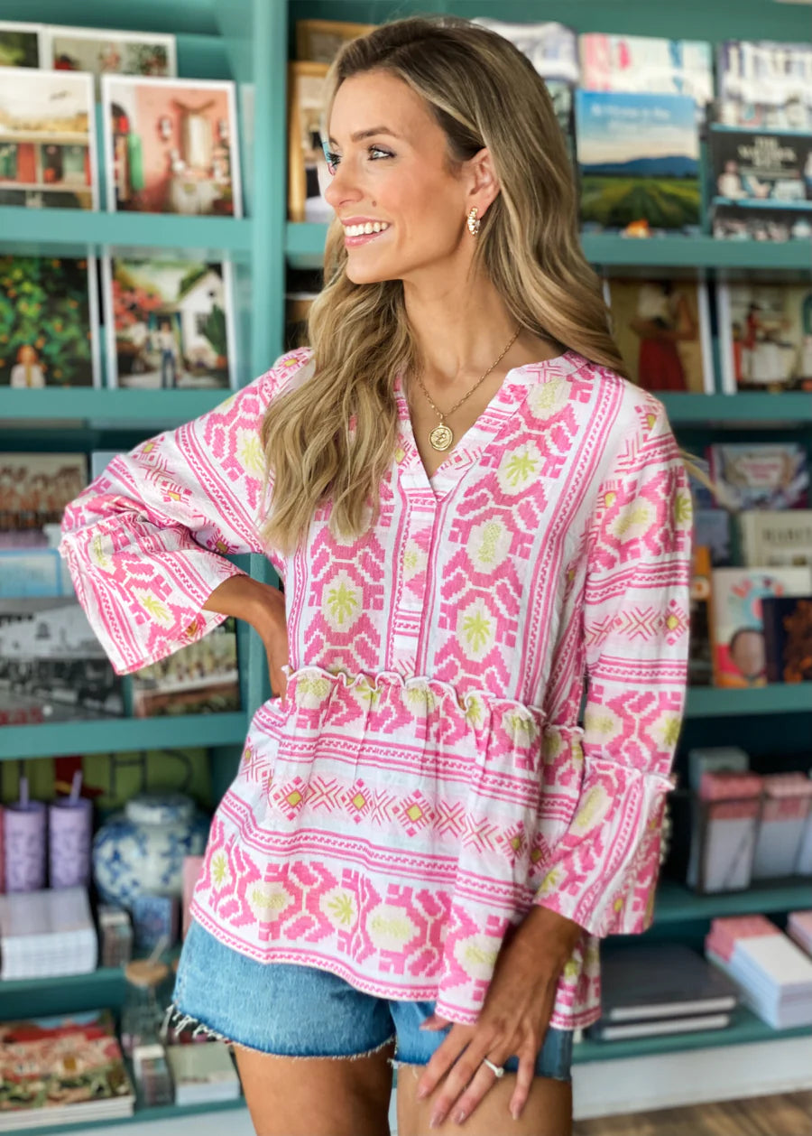 mudpie callaway jacquard top - Necessities Boutique