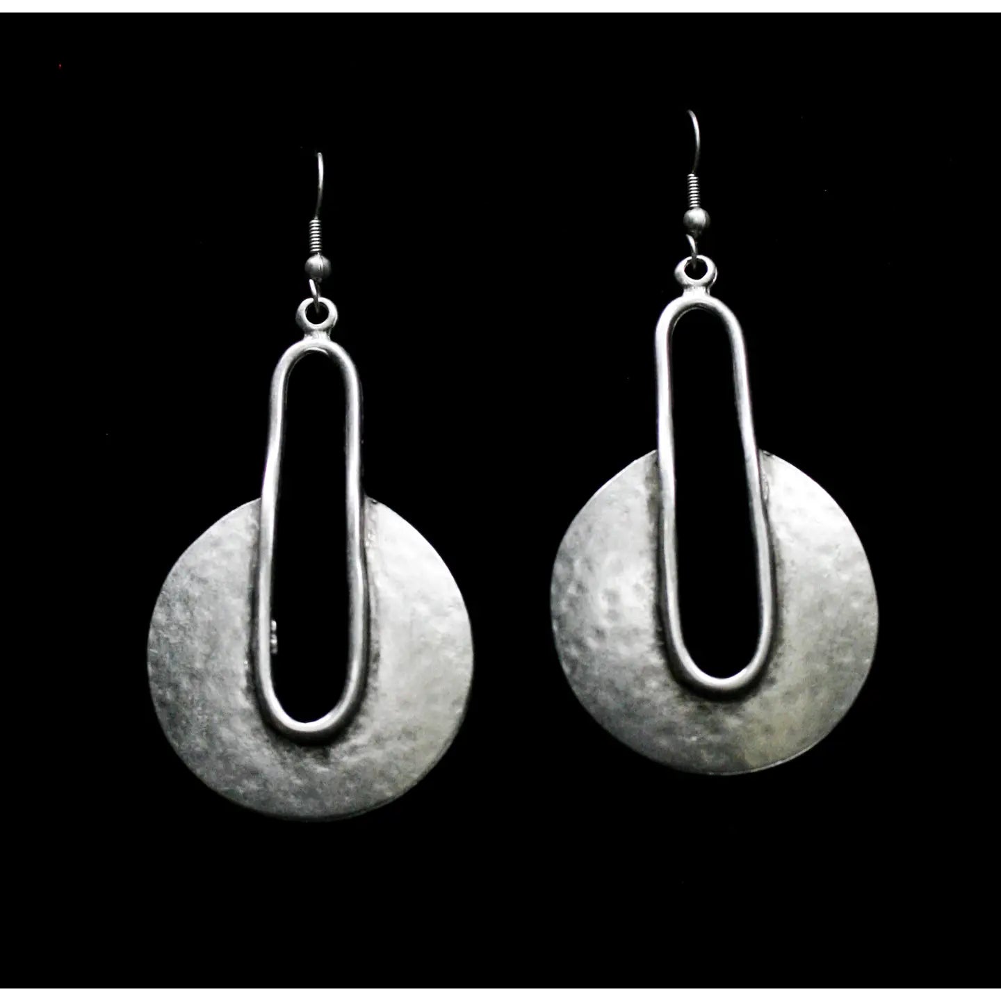 Chanour Antiqued Hammered Finish Open Disk Earrings - Necessities Boutique