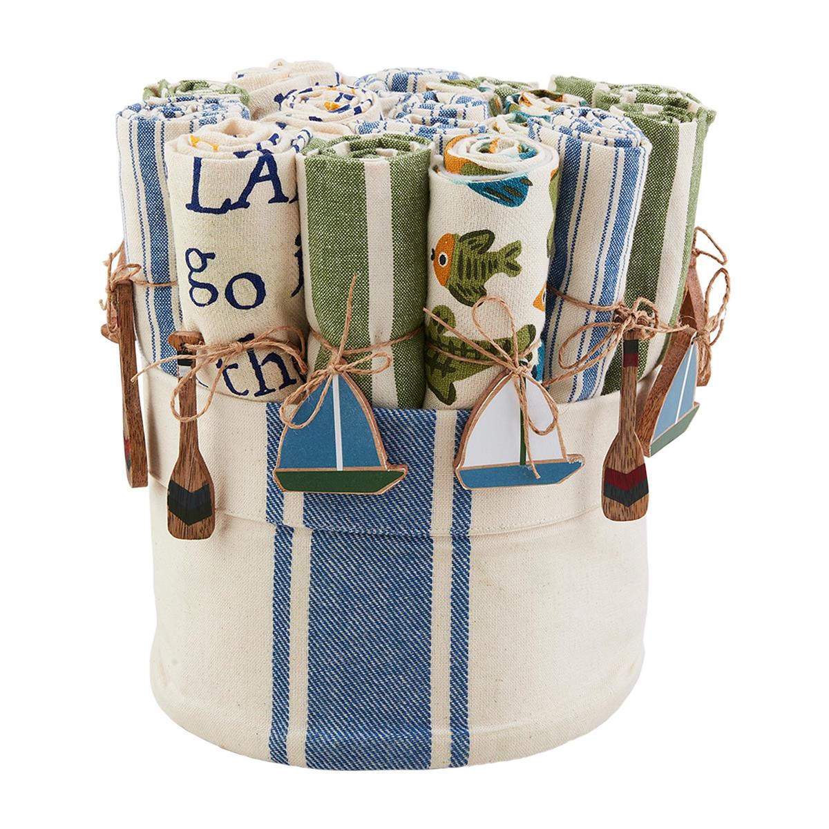 Mudpie Lake Print Towels w/ Wooden Charms - Necessities Boutique