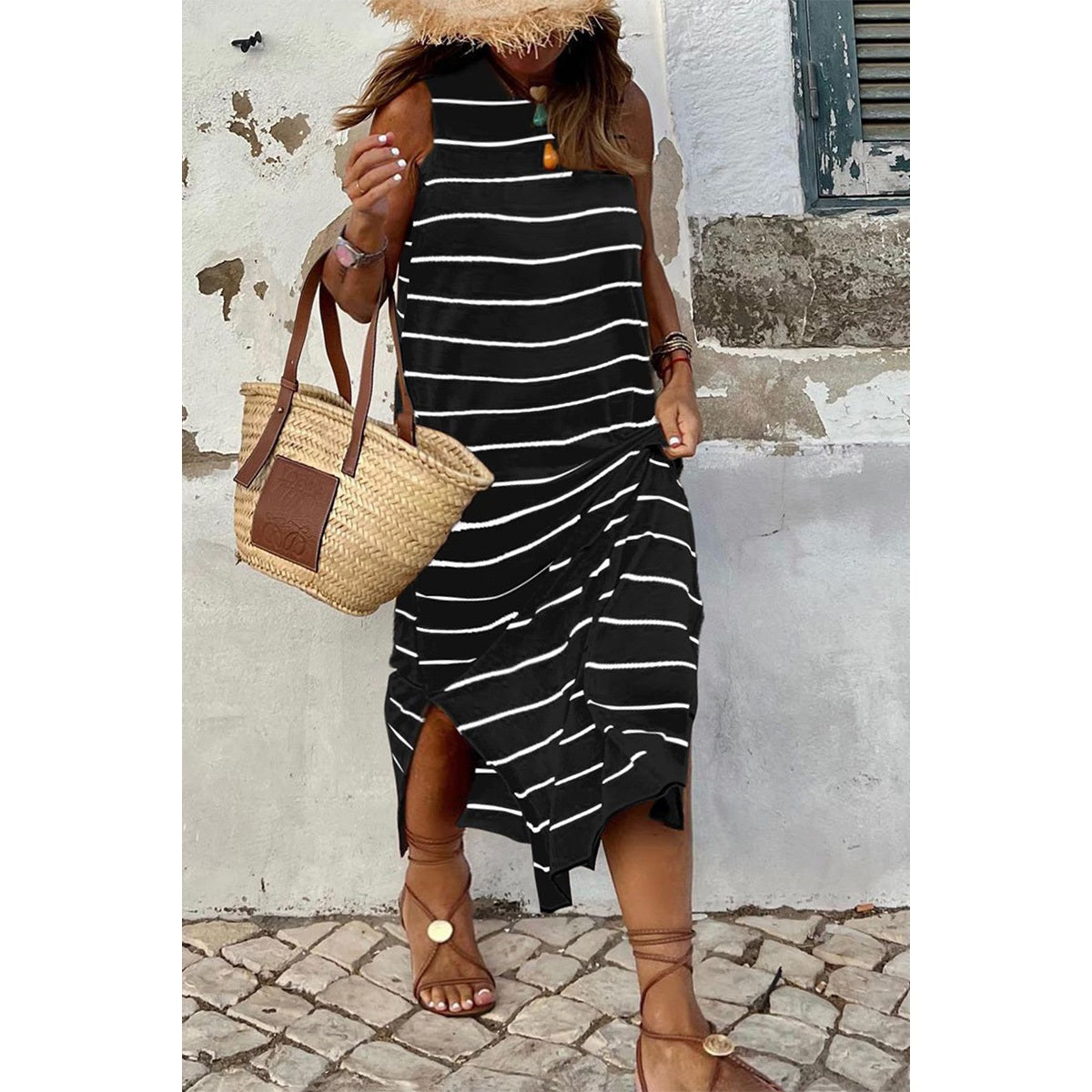 Supreme Fashion Plus Size Striped Tank Tee Dress - Necessities Boutique