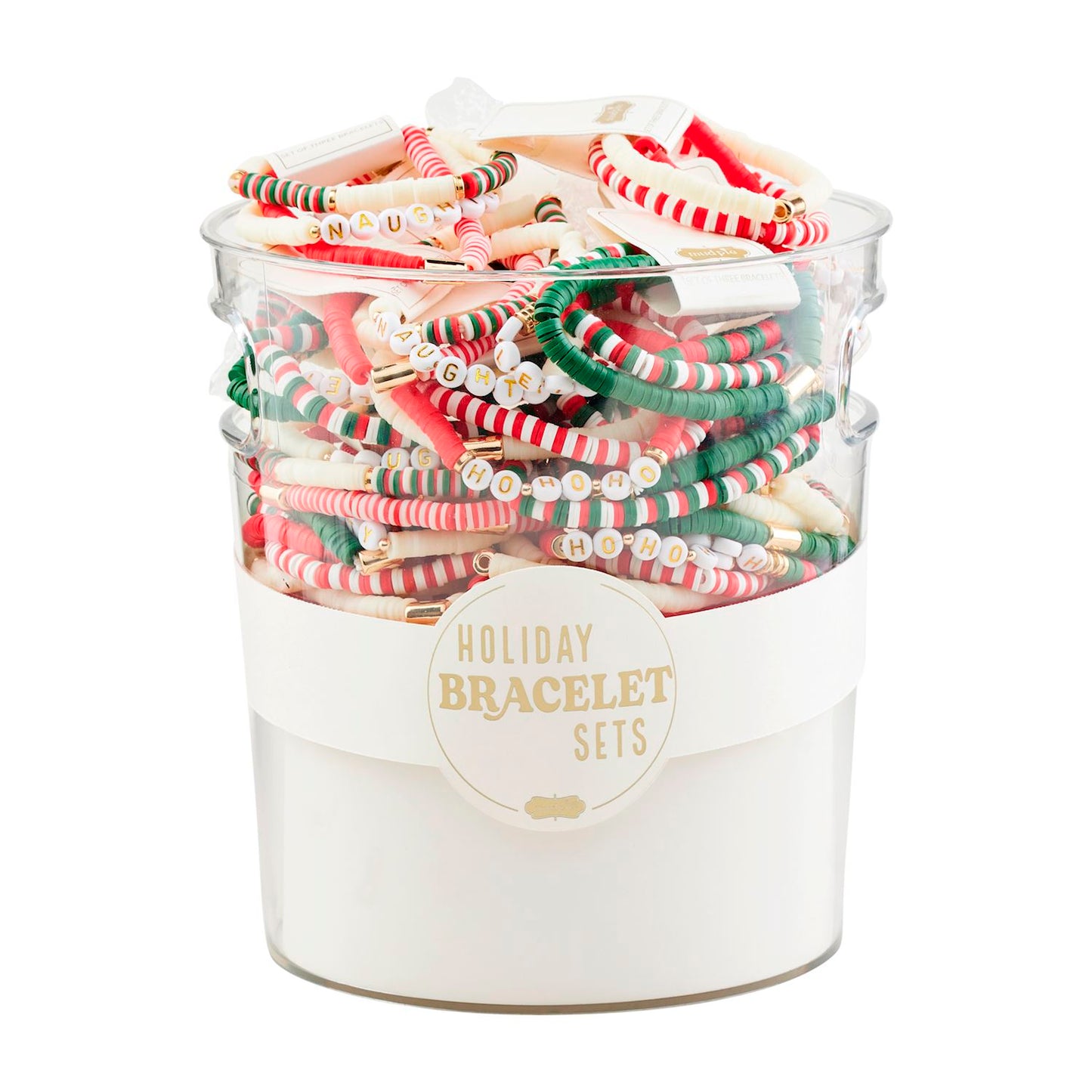 Mudpie Holiday Flat Washer Bead Stretch Bracelet Set - Necessities Boutique