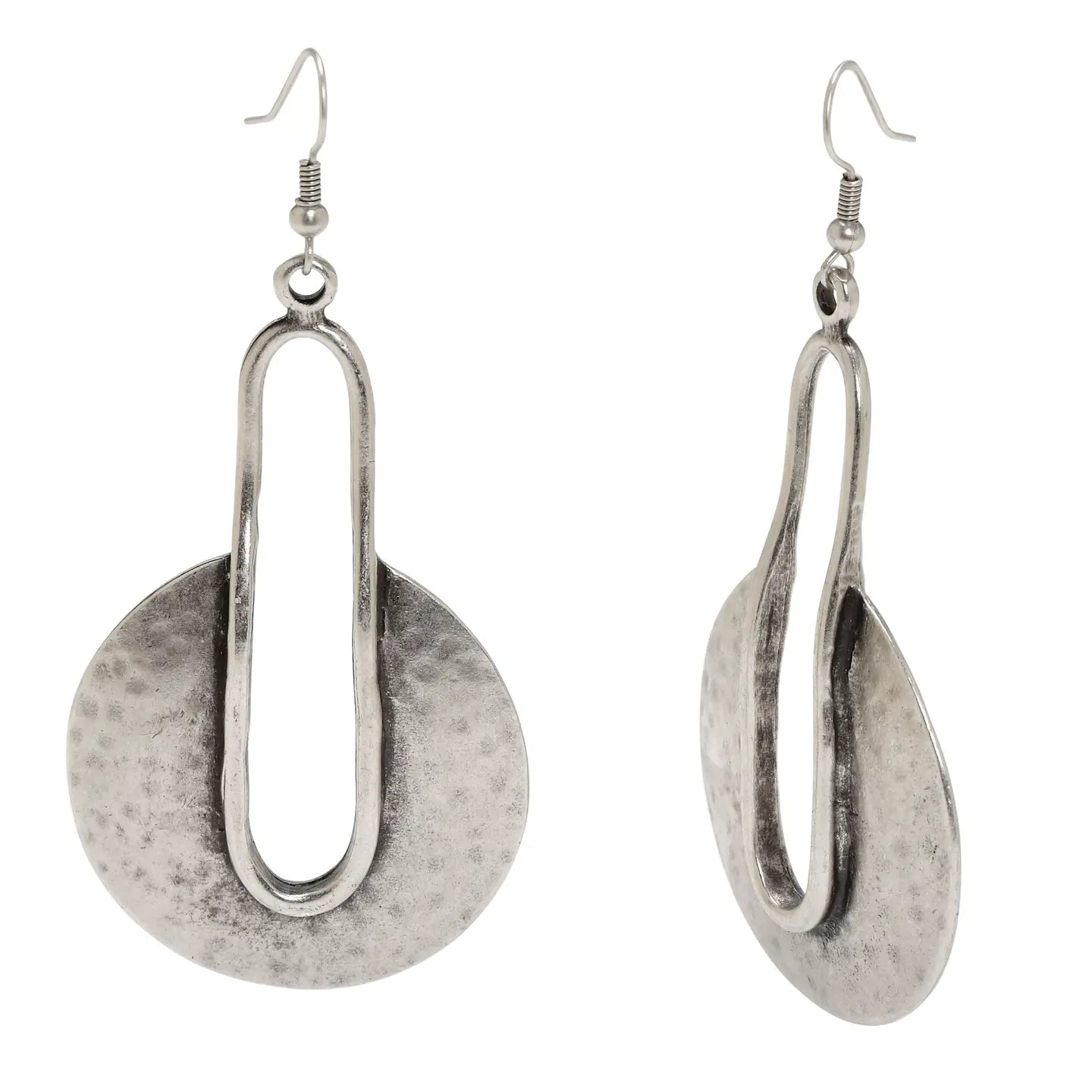 Chanour Antiqued Hammered Finish Open Disk Earrings - Necessities Boutique