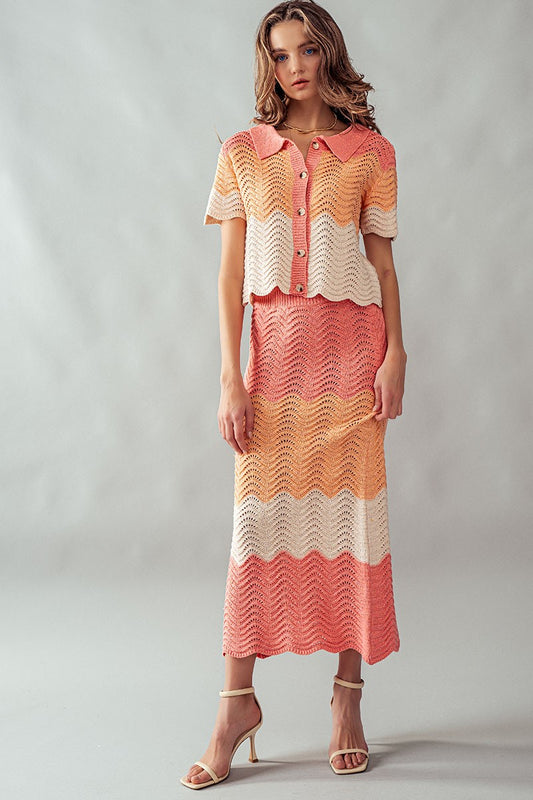 Dreamers by Debut Thick Waistband Crochet Knit Maxi Skirt - Necessities Boutique