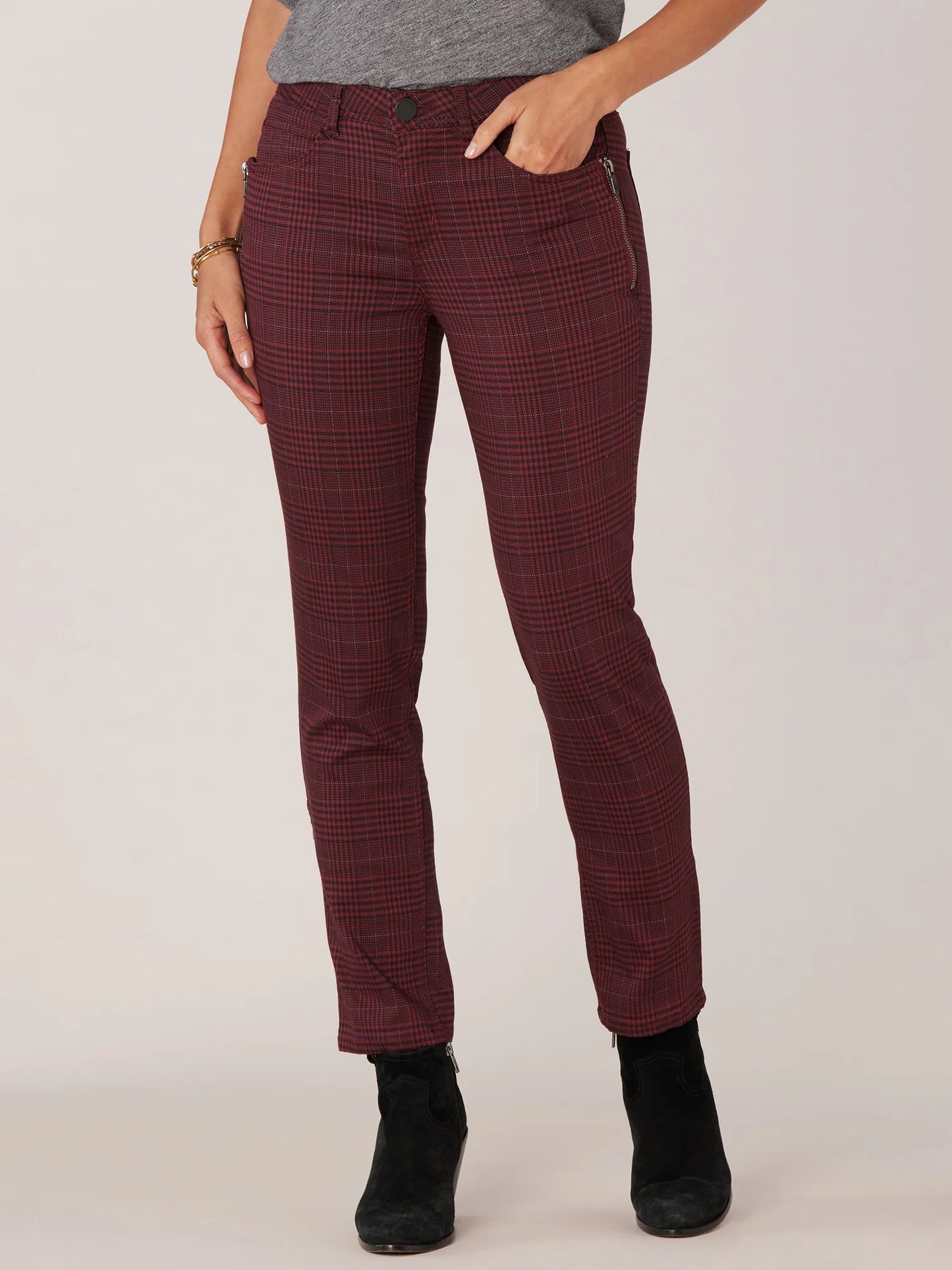 Democracy "Ab"solution® Vintage Skinny Side Zip Plaid Jeans - Necessities Boutique