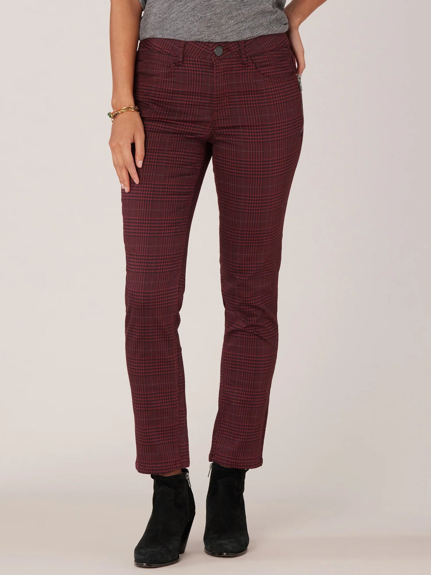 Democracy "Ab"solution® Vintage Skinny Side Zip Plaid Jeans - Necessities Boutique