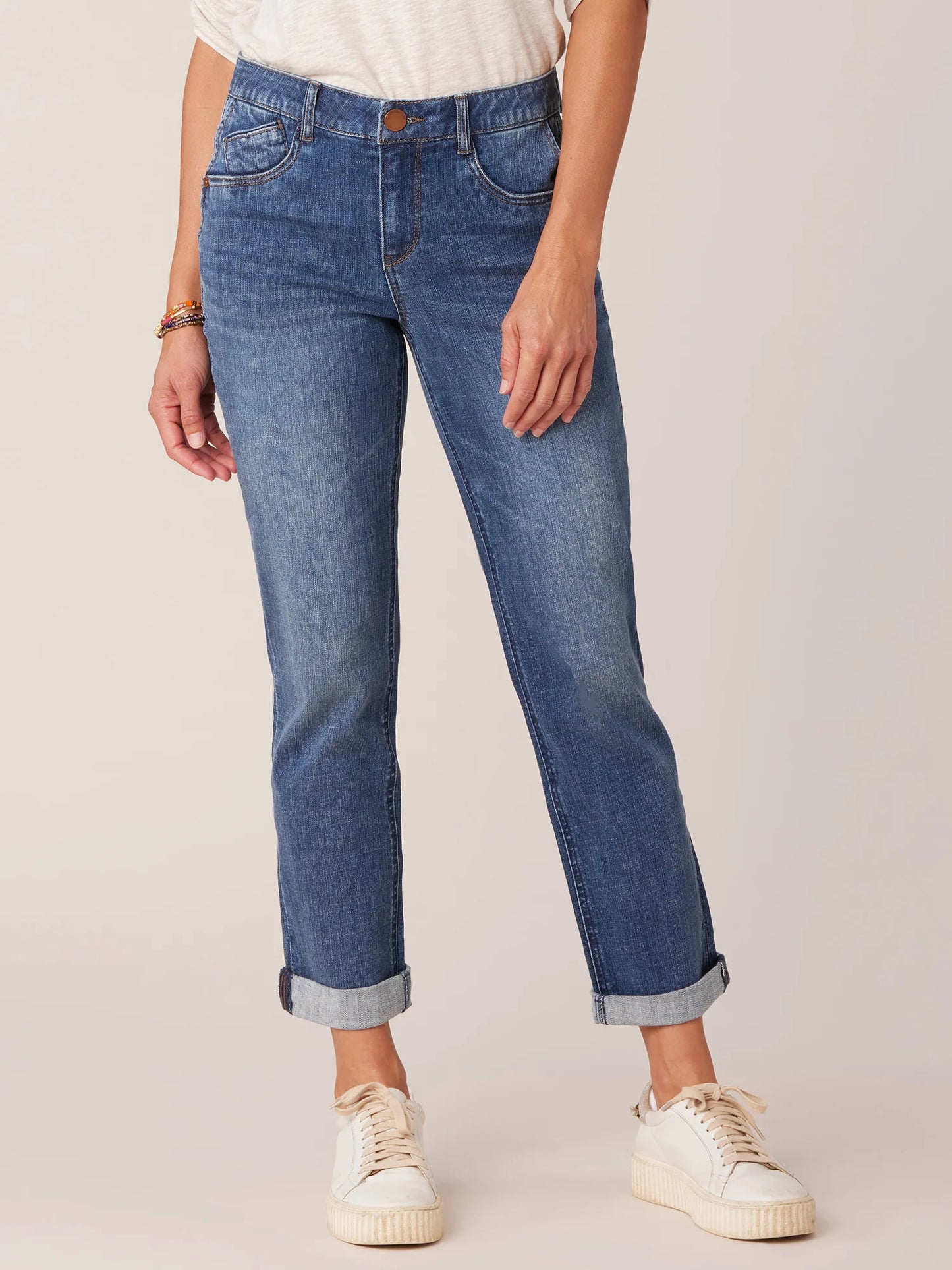 Democracy "Ab"solution Mid-Rise Girlfriend Jeans with Side Entry Pockets - Necessities Boutique