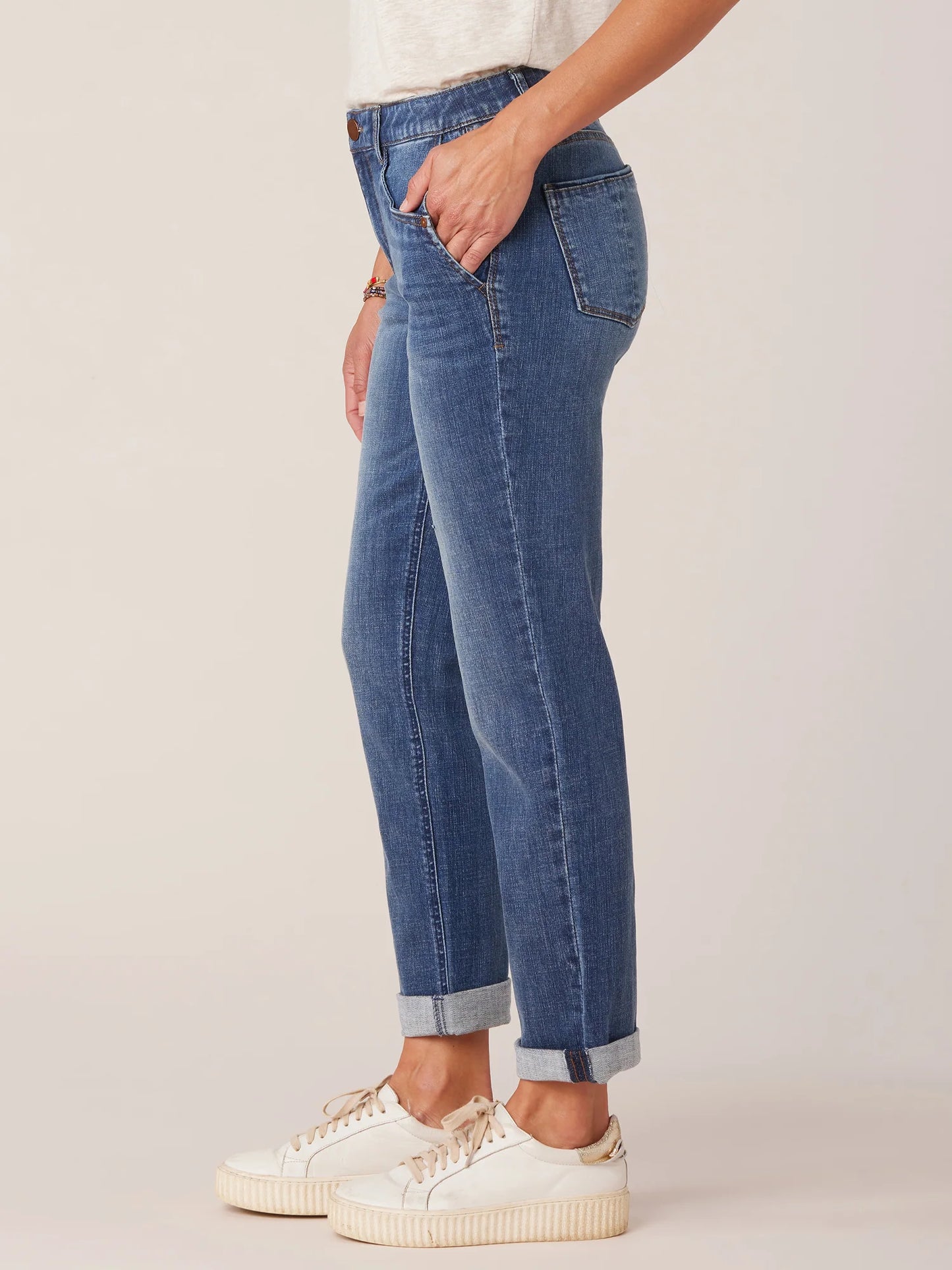 Democracy "Ab"solution Mid-Rise Girlfriend Jeans with Side Entry Pockets - Necessities Boutique