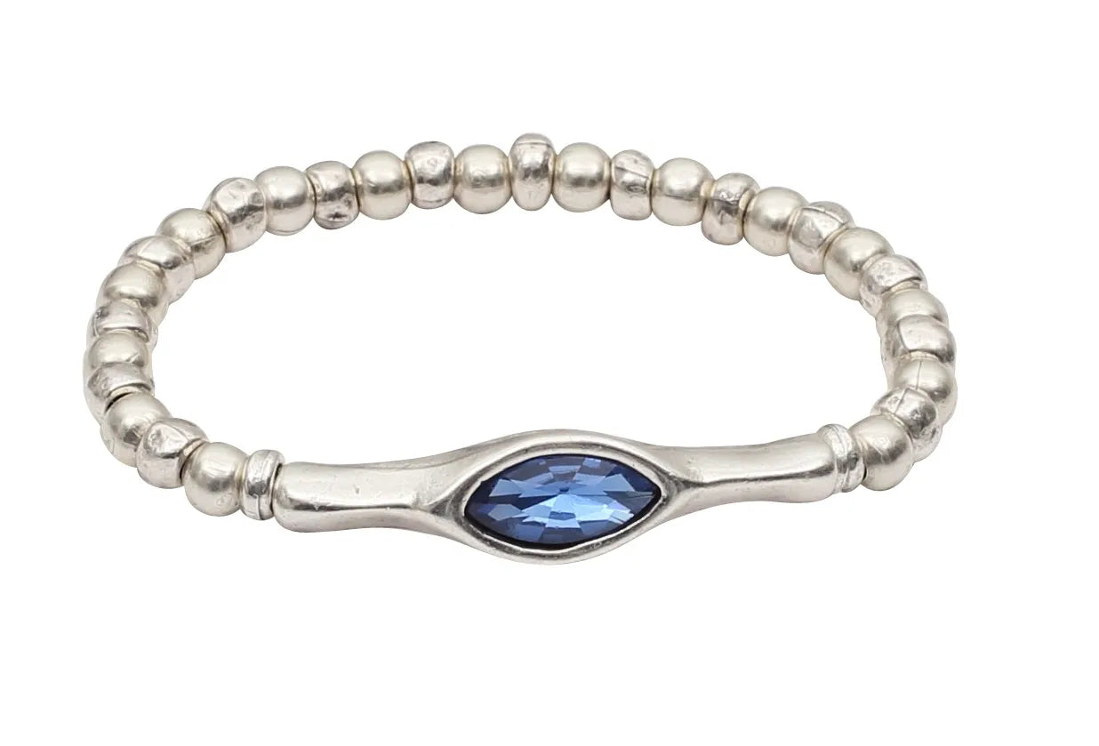 Chanour Pewter Bracelet with Crystal - Necessities Boutique