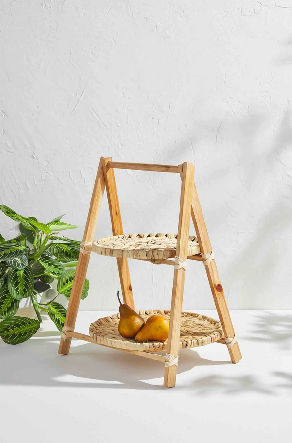 Mudpie Water Hyacinth Woven Tiered Server - Necessities Boutique