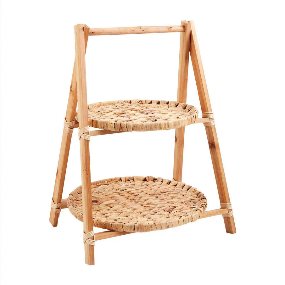 Mudpie Water Hyacinth Woven Tiered Server - Necessities Boutique