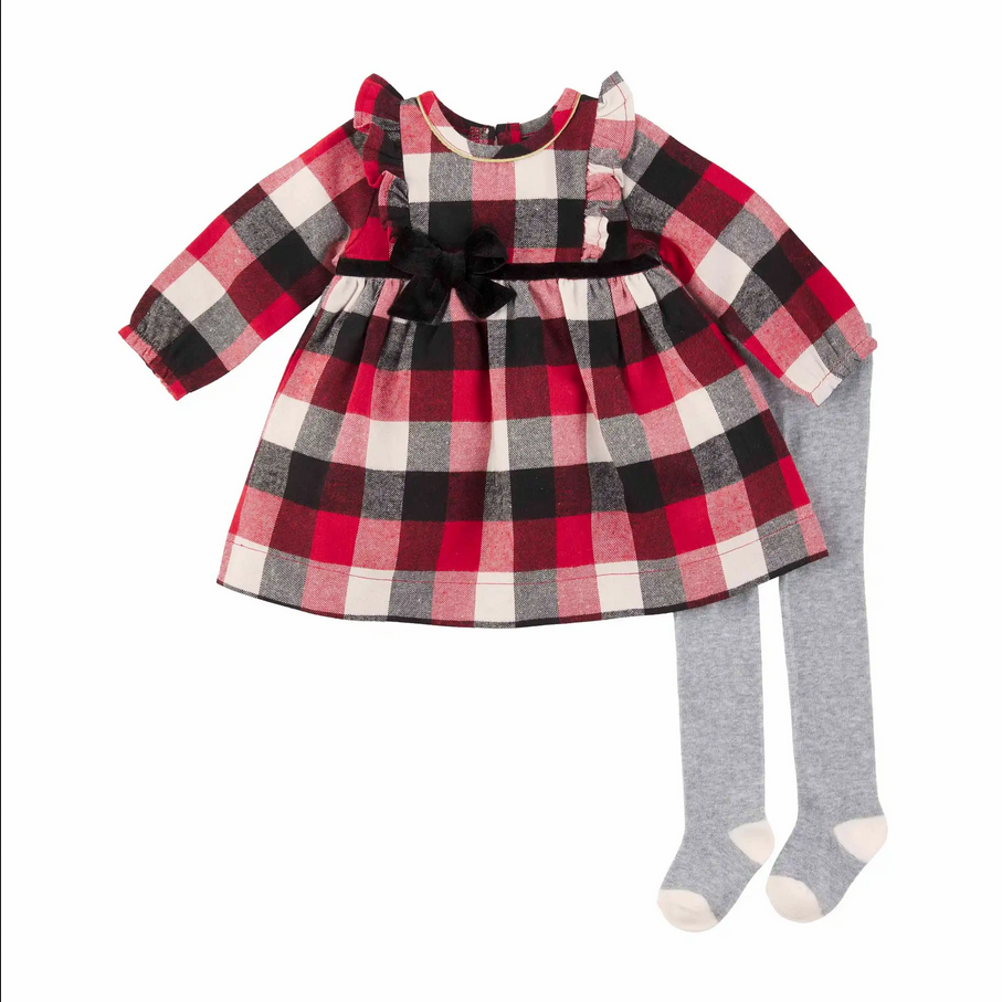 Mudpie Girl's Buffalo Plaid Dress Set - Necessities Boutique
