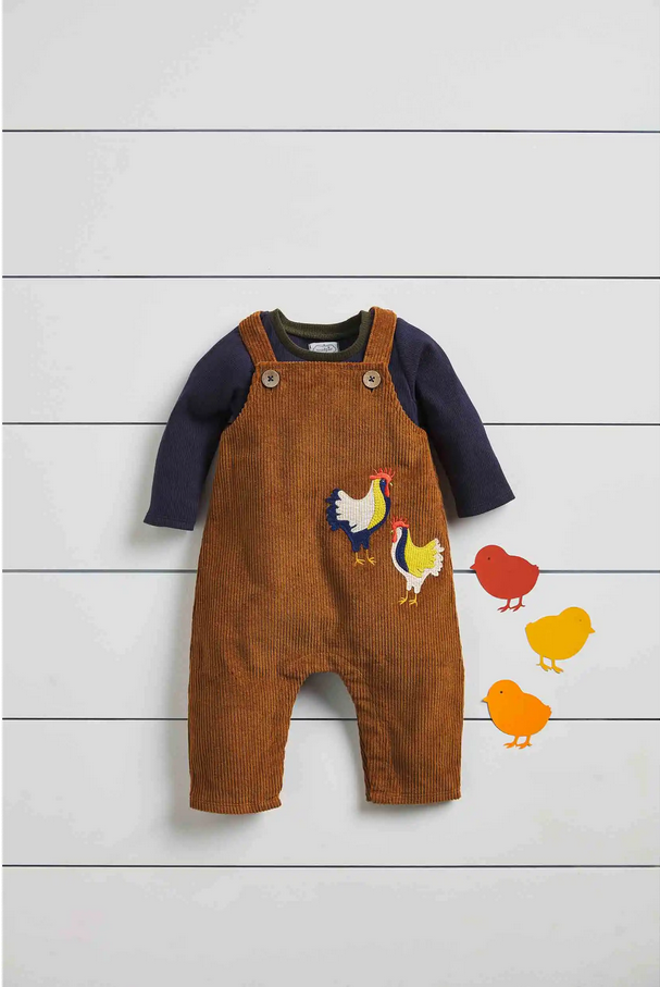 Mudpie Rooster Corduroy Baby Overalls - Necessities Boutique