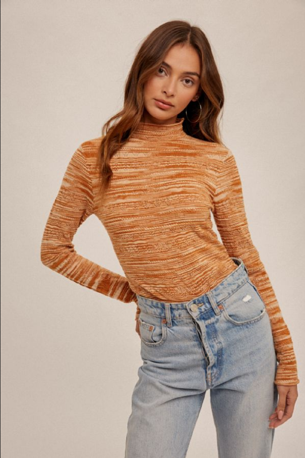 Hem & Thread Mock Neck Pointelle Sweater Top - Necessities Boutique