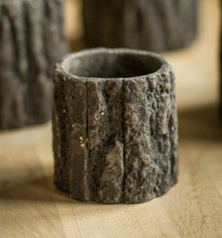 Vagabond Vintage Round Shaped Concrete Pot with Bark Like Detailing - Necessities Boutique