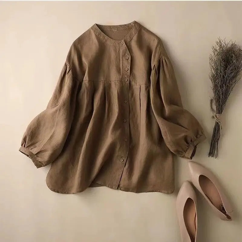 Faire Khaki Colored 3/4 Sleeved Blouse