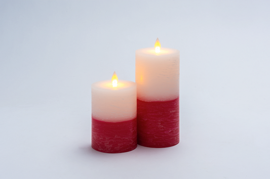 Luxury Lite Red and White/Green and White LED Wax Pillar Candle - Necessities Boutique