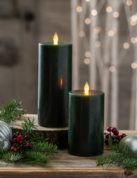 Luxury Lite Winter Green Wax LED Pillar Candle - Necessities Boutique
