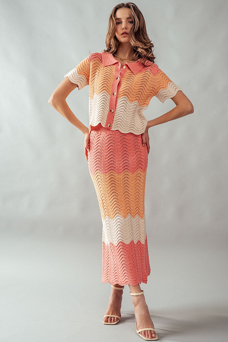 Dreamers by Debut Thick Waistband Crochet Knit Maxi Skirt - Necessities Boutique