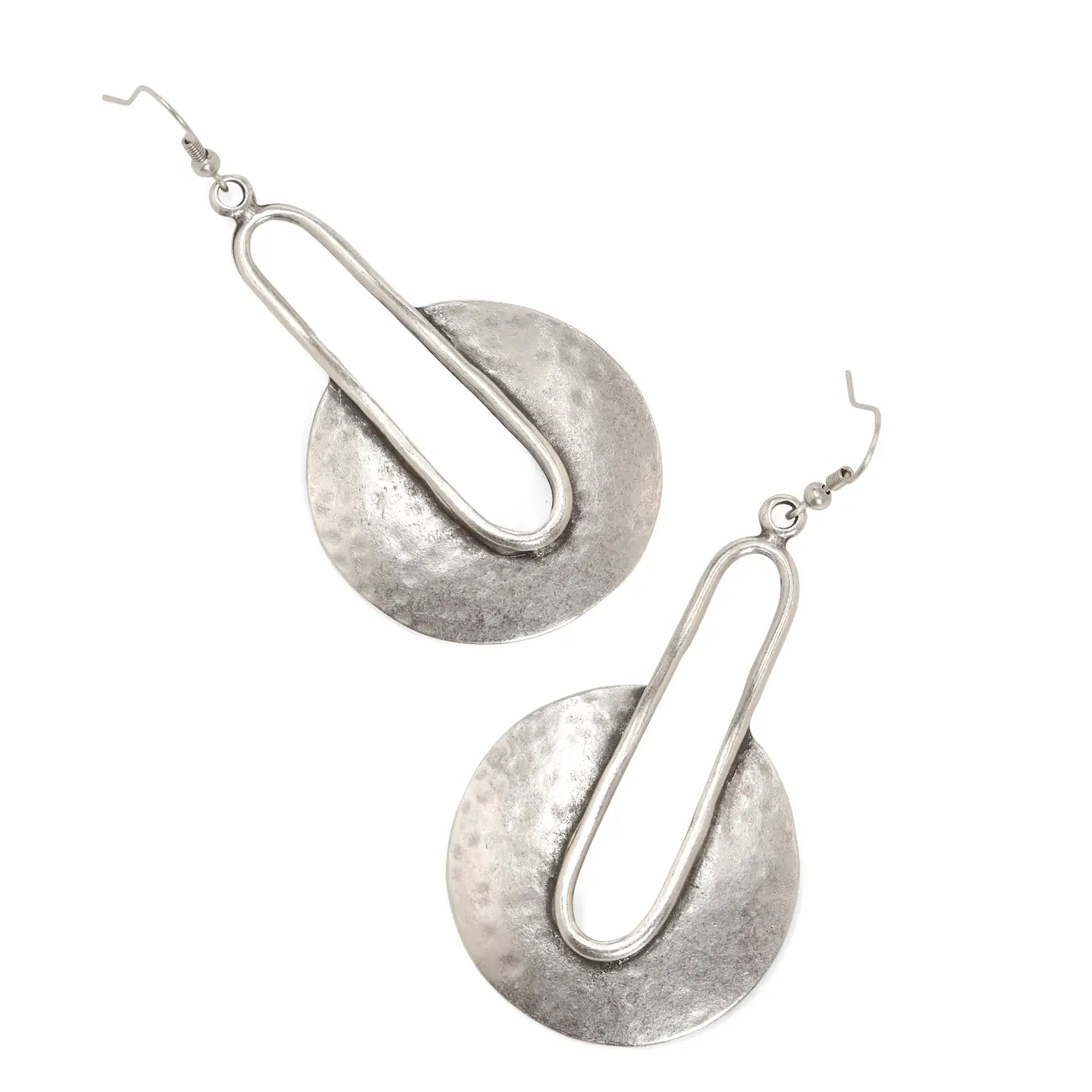 Chanour Antiqued Hammered Finish Open Disk Earrings - Necessities Boutique