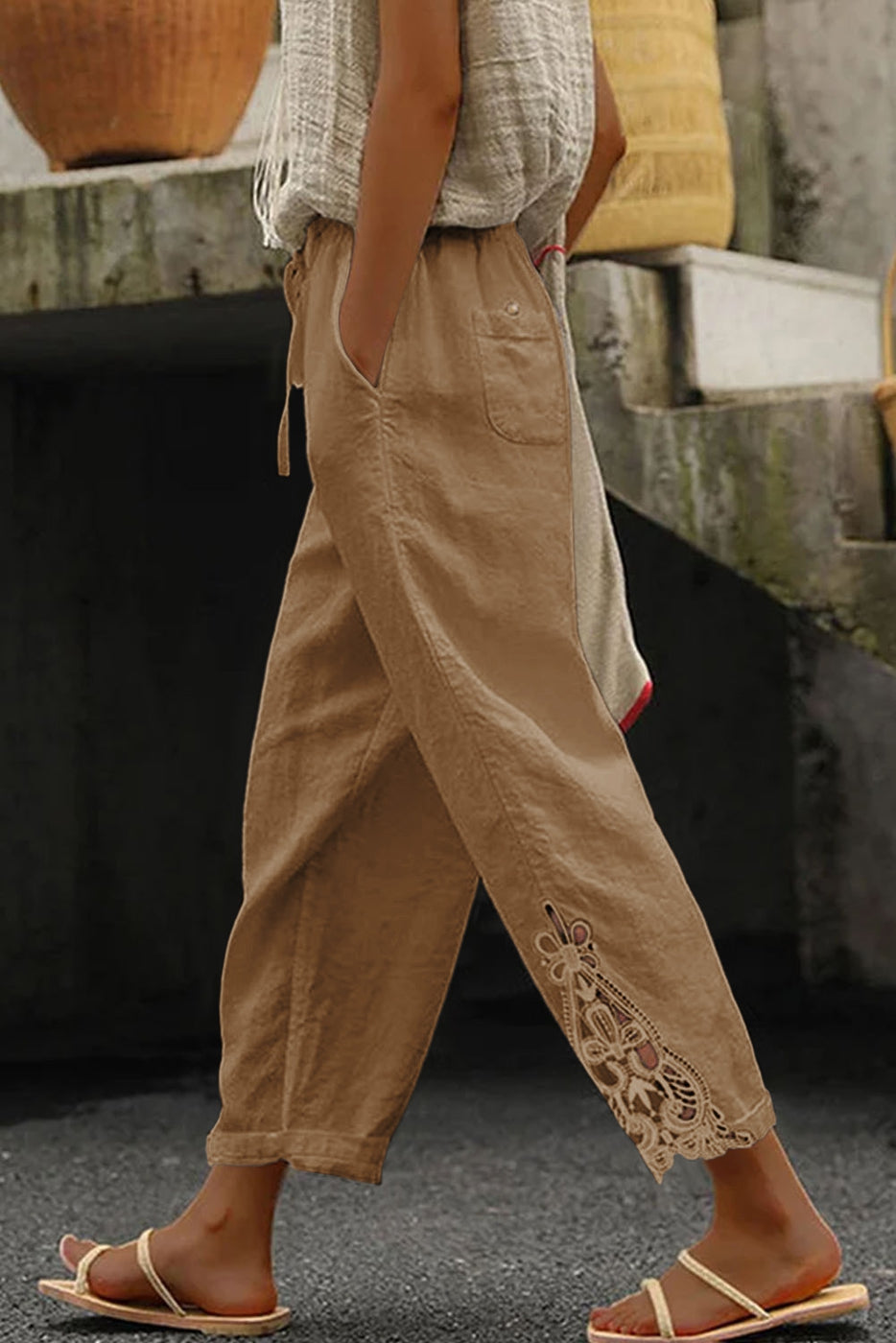 Shiying Drawstring Casual Cotton Pants - Necessities Boutique