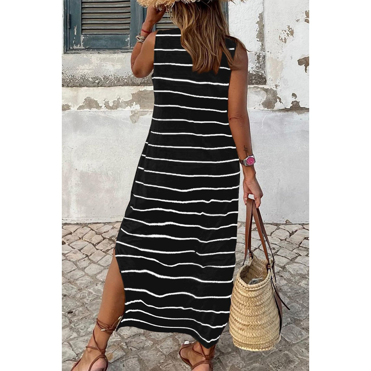 Supreme Fashion Plus Size Striped Tank Tee Dress - Necessities Boutique