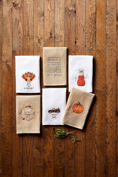 Mudpie Thanksgiving Waffle Cotton Kitchen Towels - Necessities Boutique