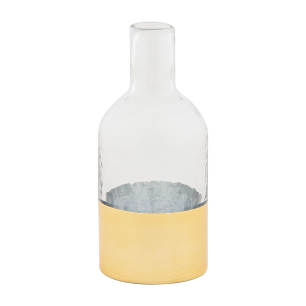 Mudpie Glass & Hammered Texture Gold Vase - Necessities Boutique