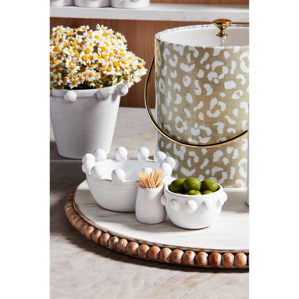 Mudpie Neutral Animal Print Vinyl Ice Bucket And Tong - Necessities Boutique