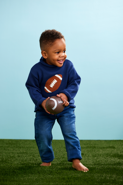 Mudpie Football Rollneck Toddler Sweater - Necessities Boutique