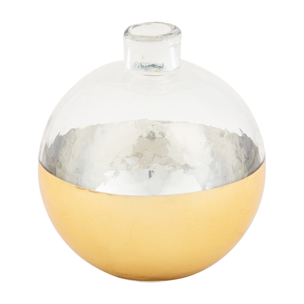Mudpie Glass & Hammered Texture Gold Vase - Necessities Boutique