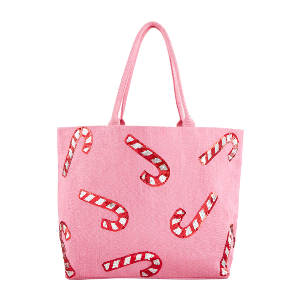 Mudpie Candy Cane Tote - Necessities Boutique