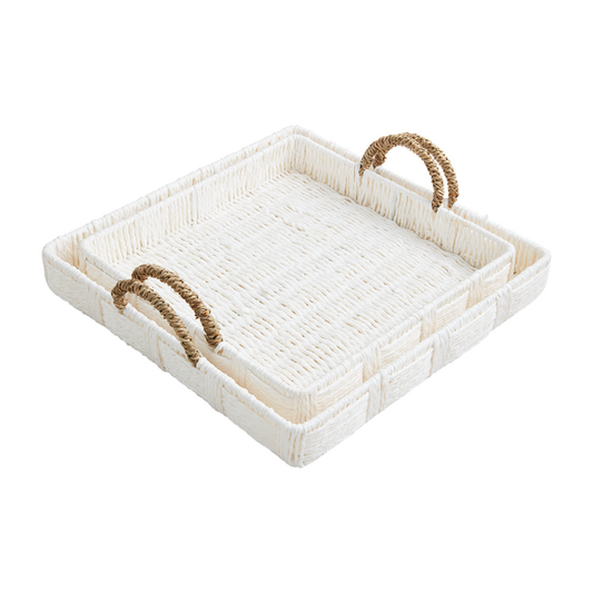 Mudpie White House Nested Woven Trays - Necessities Boutique