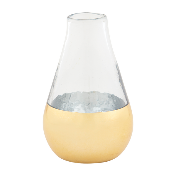 Mudpie Glass & Hammered Texture Gold Vase - Necessities Boutique