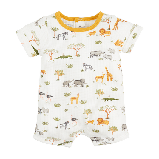 Mudpie Safari Print Baby Shortall - Necessities Boutique