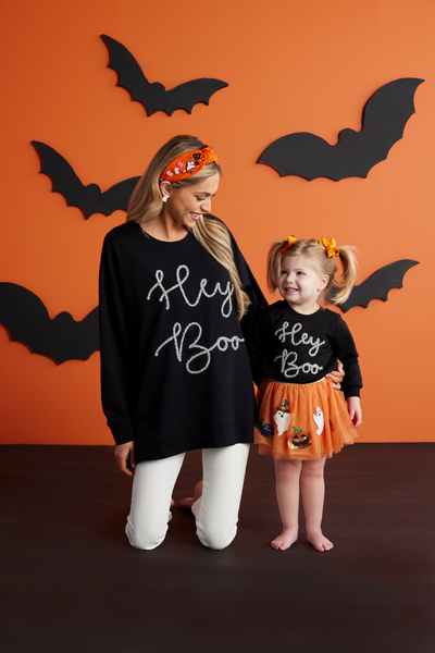 Mudpie Hey Boo Toddler Sweatshirt - Necessities Boutique