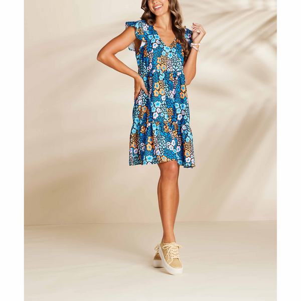 Mudpie Ginny Flutter Sleeve Dress - Necessities Boutique