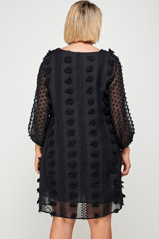 IBstylish brand Pom Novelty Fabric Dress-Plus - Necessities Boutique