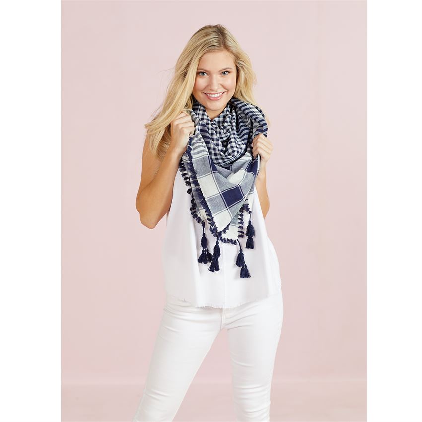 Mudpie Plaid Tassel Scarf - Necessities Boutique
