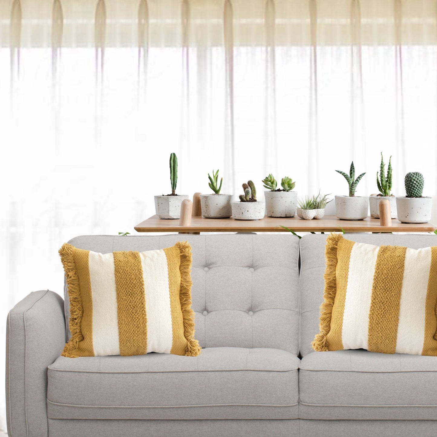 Logan Fringe Pillow Cover in Yellow - Necessities Boutique