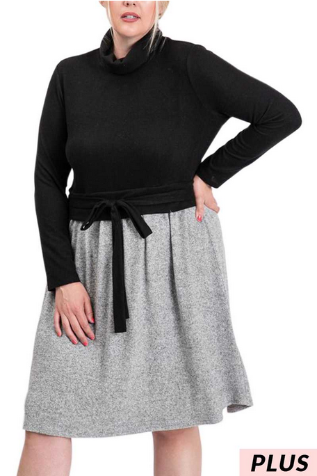 Hailey & Co Black & Crew Cowl-neck Dress w/ Tie - Necessities Boutique