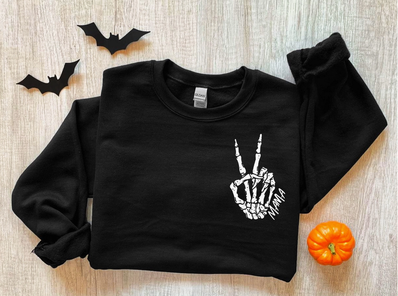 Skully Peace Sign Mama Sweatshirt - Necessities Boutique