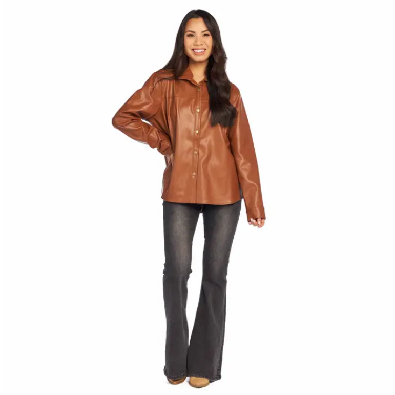 Mudpie Salem Faux Leather Shacket - Necessities Boutique