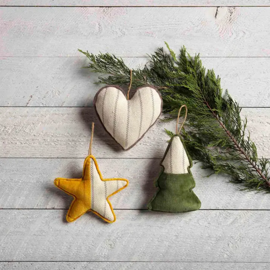 Mudpie Pinstriped Color-Block Velvet Ornaments - Necessities Boutique