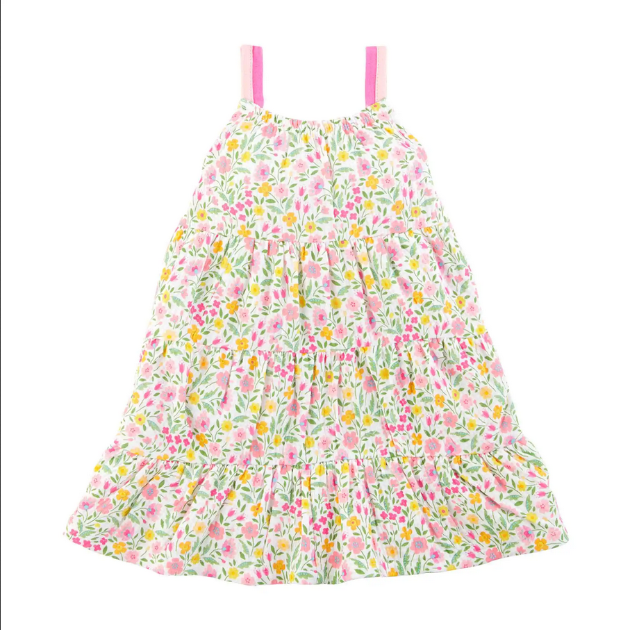Mudpie Summer Floral Toddler Tiered Dress - Necessities Boutique