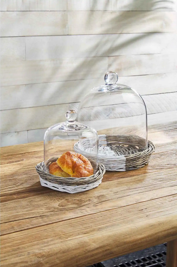 Mudpie Glass & Willow Cloche Nested Set - Necessities Boutique