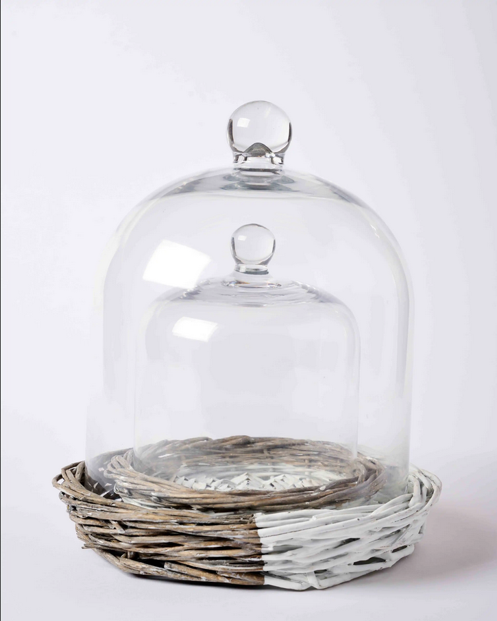Mudpie Glass & Willow Cloche Nested Set - Necessities Boutique