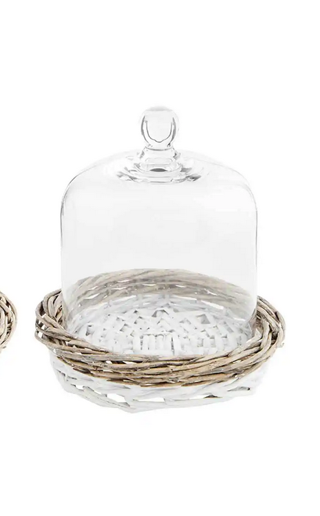 Mudpie Glass & Willow Cloche Nested Set - Necessities Boutique