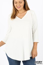 Zenana 3/4 Sleeve Plus Tee - Necessities Boutique