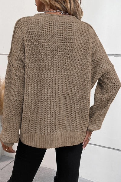 Shiying Knit Button V-Neck Sweater